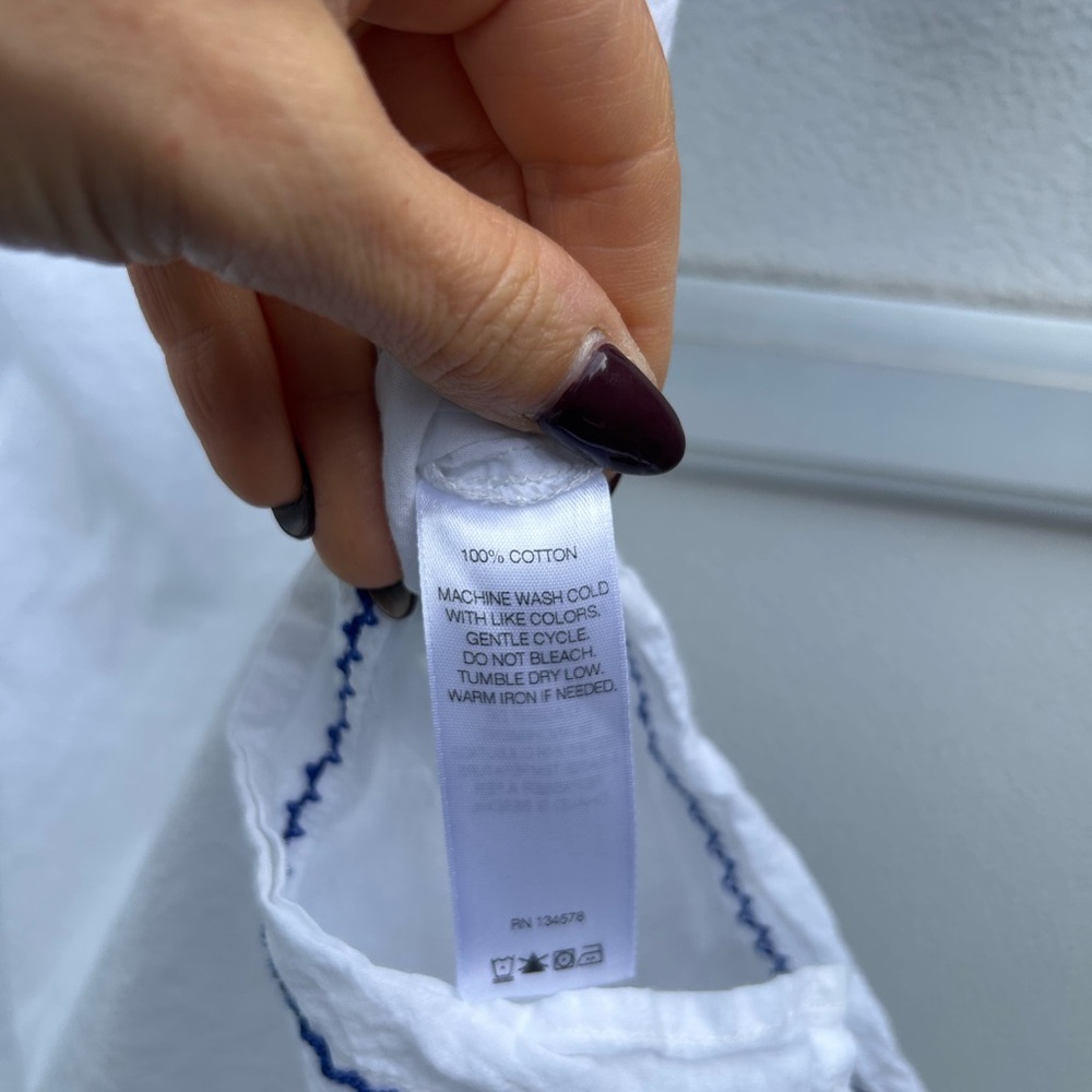 Vineyard Vines Tunic Dress Embroidered Sz S 100% Cotton White/Navy Nautical - Picture 8 of 13